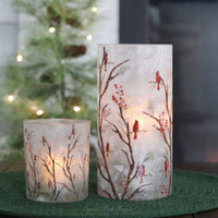 Cardinal and Branches Candle Holder