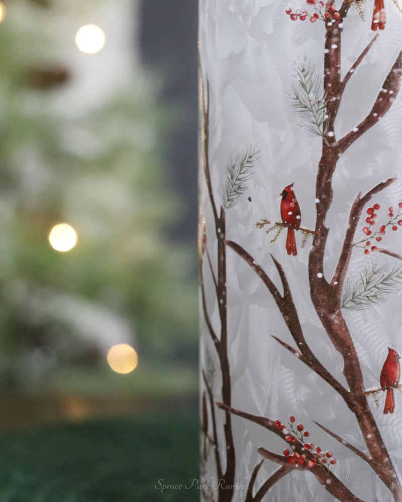 Cardinal and Branches Candle Holder