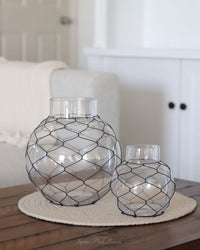 Glass Jar with Black Chicken Wire