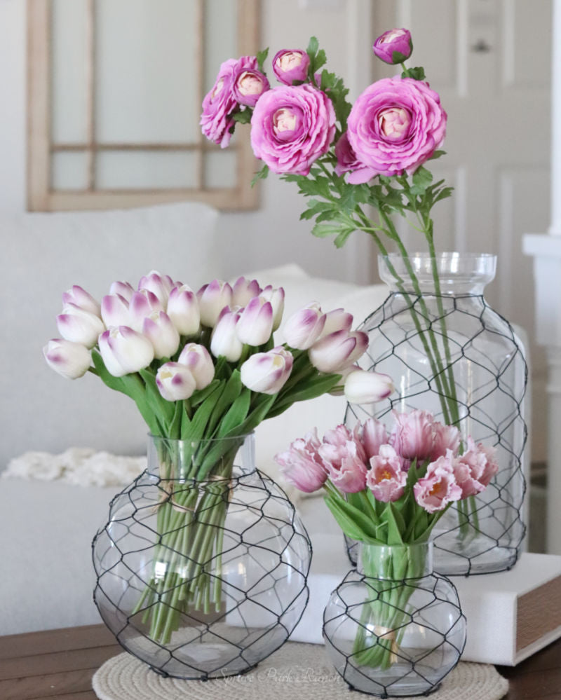 Glass Jar with Black Chicken Wire