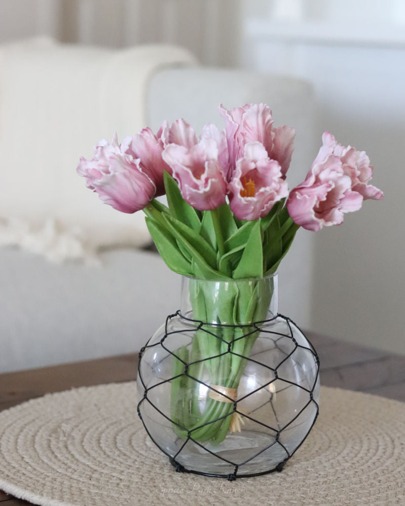 Glass Jar with Black Chicken Wire