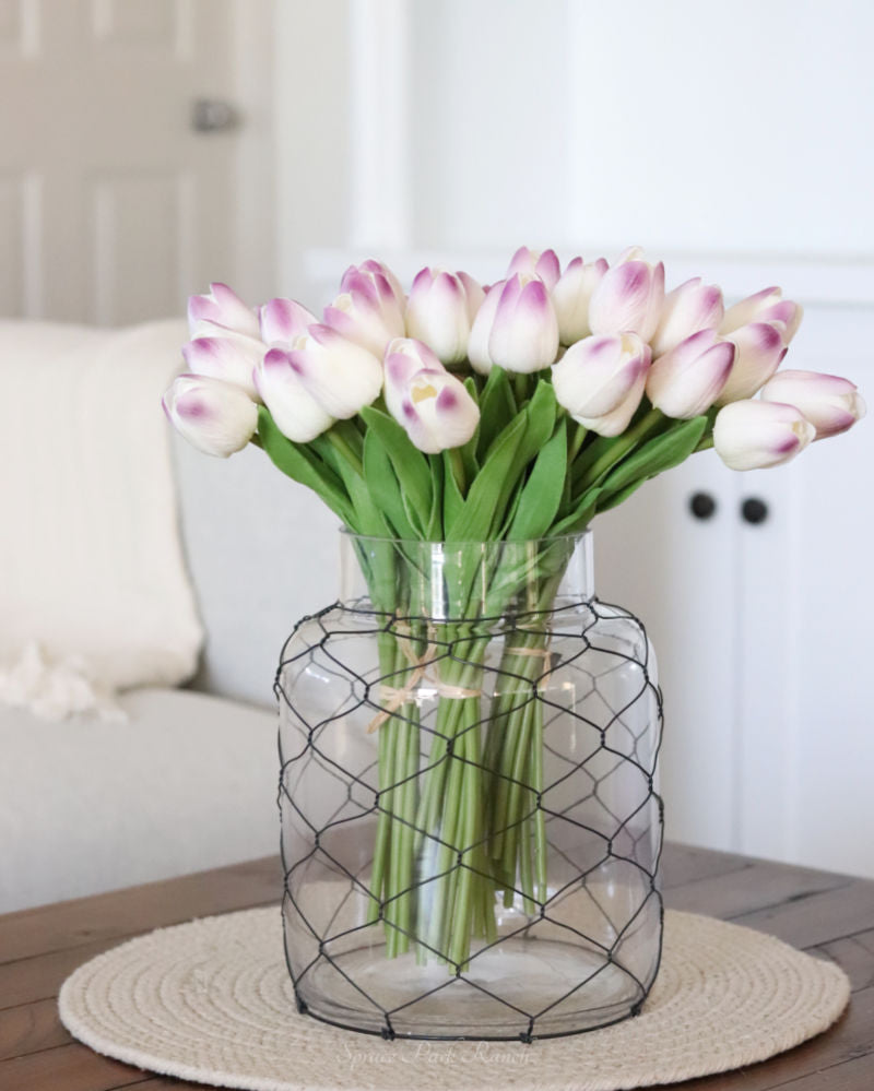 Glass Jar with Black Chicken Wire