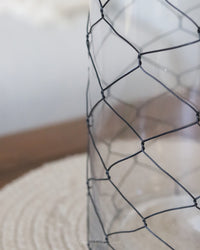 Glass Jar with Black Chicken Wire