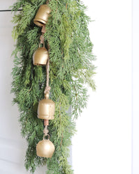 Handmade Antique Bells and Jute Rope Swag Gold