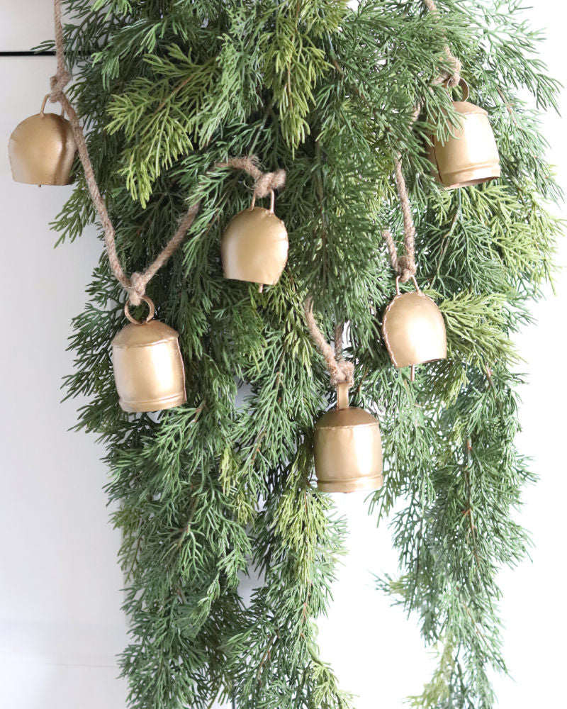 Handmade Antique Bells and Jute Rope Garland Gold