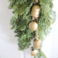 Handmade Antique Bells and Jute Rope Swag Gold