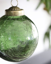 Crackled Clear Green Glass Ornament