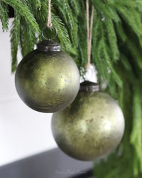 Crackled Olive Green Mercury Glass Ornament
