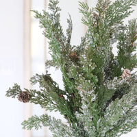 Soft Snowy Cypress Stem With Pinecones Real Touch 30"