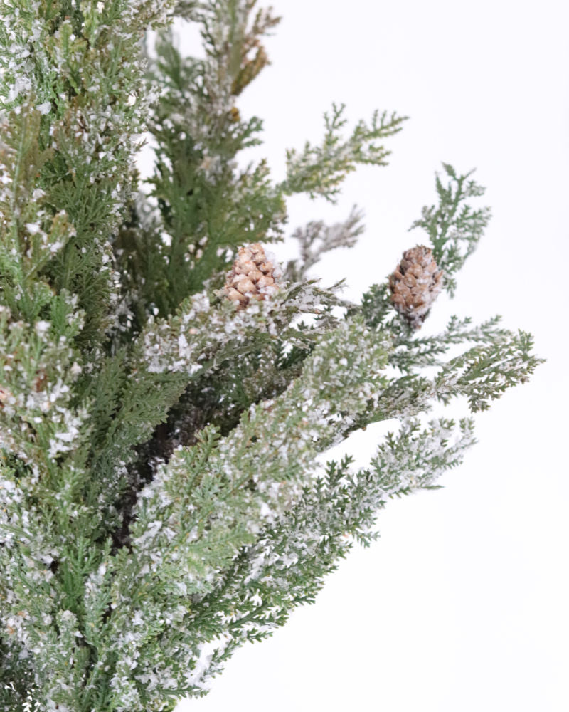 Soft Snowy Cypress Stem With Pinecones Real Touch 30"