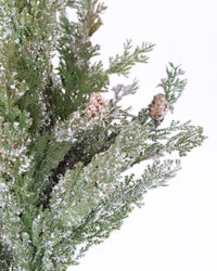 Soft Snowy Cypress Stem With Pinecones Real Touch 30"