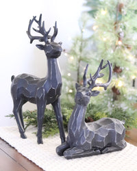 Black Carved Look Resin Deer