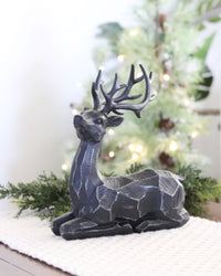 Black Carved Look Resin Deer