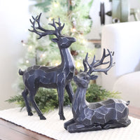 Black Carved Look Resin Deer
