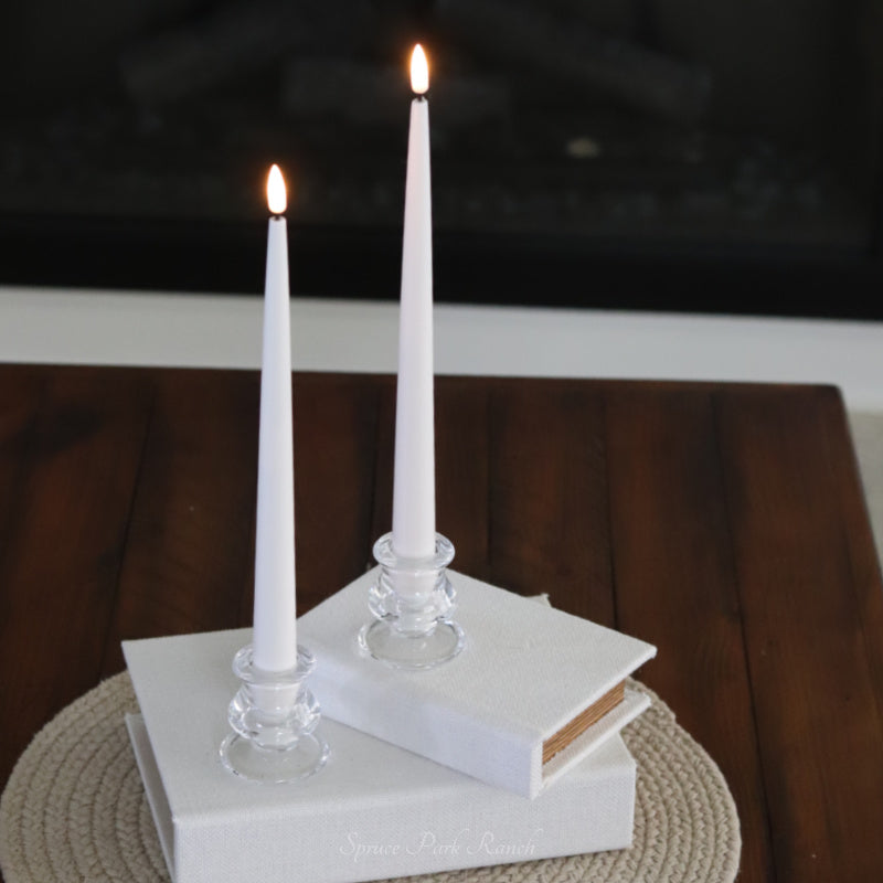 Deluxe Home Cream LED Shiny Tapers Candle Set 11"