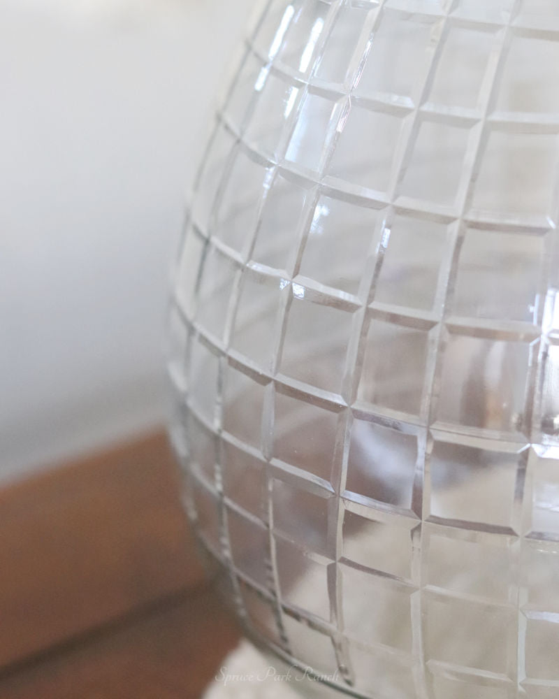 Etched Tear Drop Clear Glass Vase