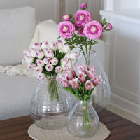 Etched Tear Drop Clear Glass Vase