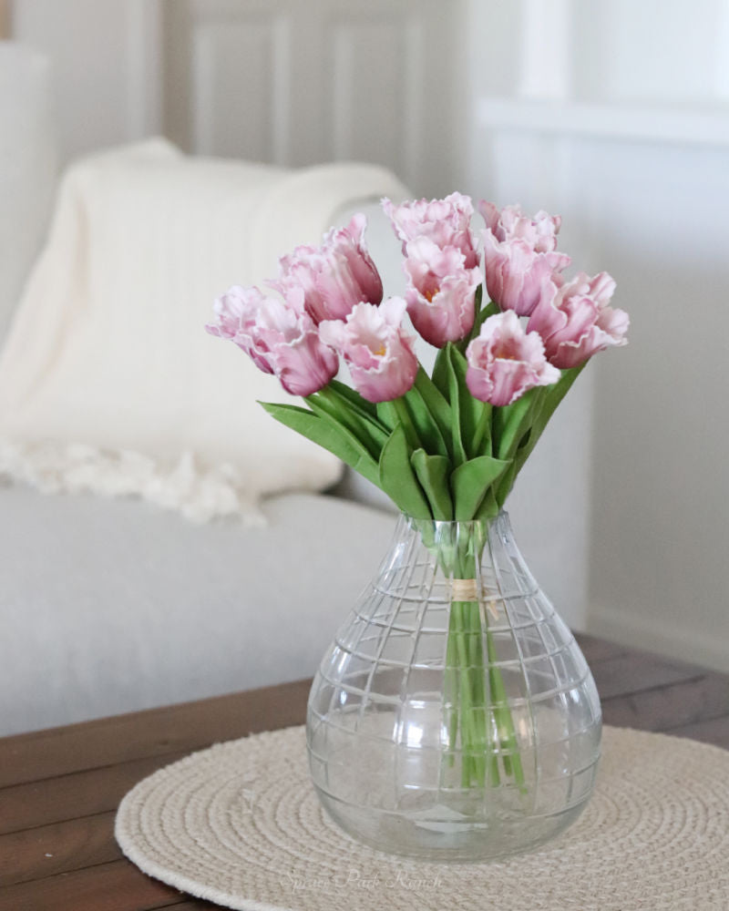 Etched Tear Drop Clear Glass Vase