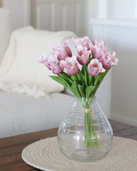 Etched Tear Drop Clear Glass Vase