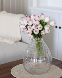 Etched Tear Drop Clear Glass Vase