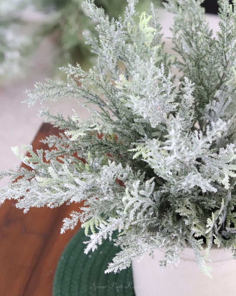 Flocked Cedar Bush 17.5"