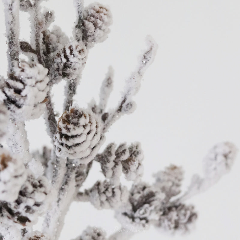 Flocked Twig and Mini Pinecone Stem 31.5"