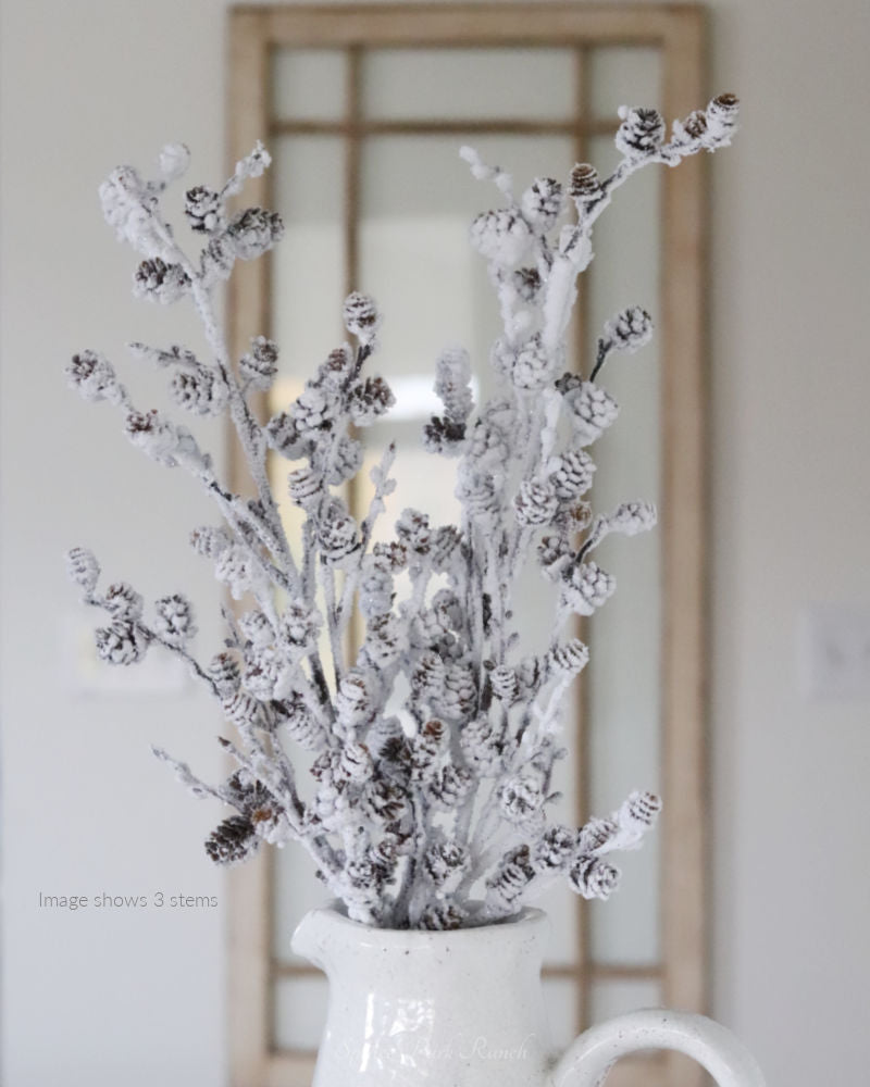 Flocked Twig and Mini Pinecone Stem 31.5"