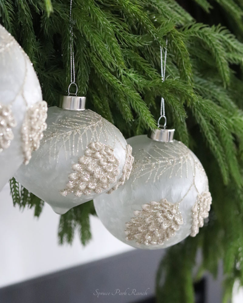 Frosted Glass Holiday Pinecone Ornament