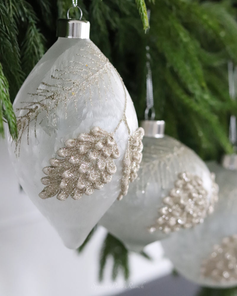 Frosted Glass Holiday Pinecone Ornament