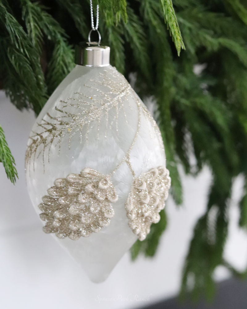 Frosted Glass Holiday Pinecone Ornament