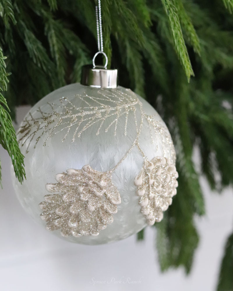 Frosted Glass Holiday Pinecone Ornament