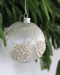 Frosted Glass Holiday Pinecone Ornament