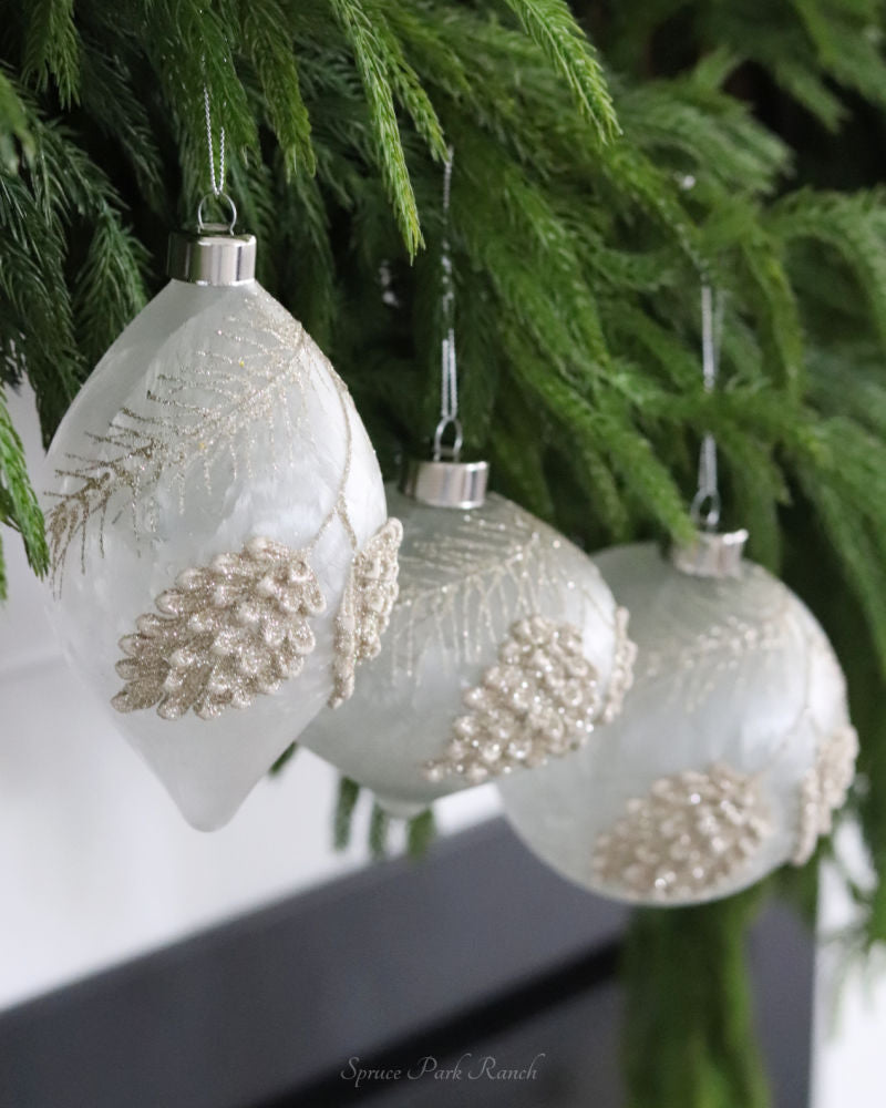 Frosted Glass Holiday Pinecone Ornament
