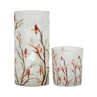 Cardinal and Branches Candle Holder