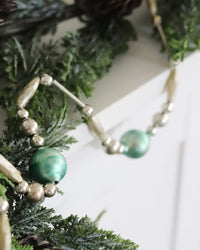 Sage Green Mercury Glass Bead Garland 72"