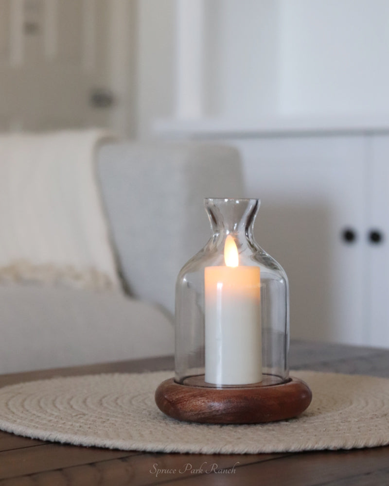 Glass Jar on Wood Base