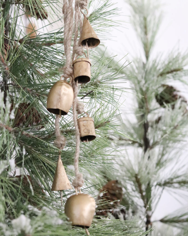 Handmade Antique Bells and Jute Rope Cluster Gold