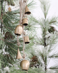 Handmade Antique Bells and Jute Rope Cluster Gold