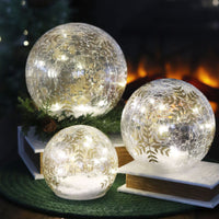 Gold Hand Painted Snowflake Crackle Glass LED Globe