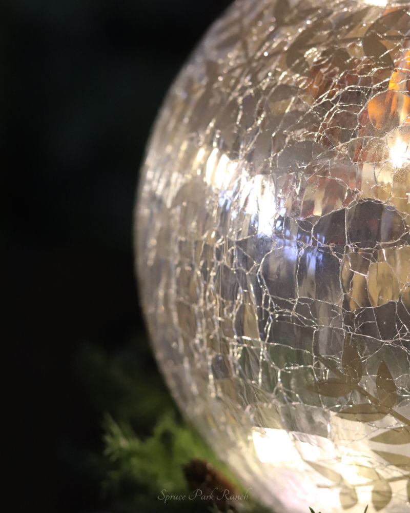 Gold Hand Painted Snowflake Crackle Glass LED Globe