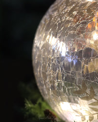 Gold Hand Painted Snowflake Crackle Glass LED Globe