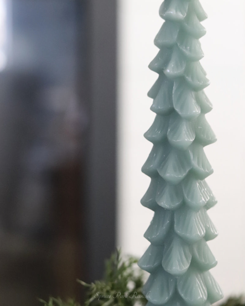 Green LED Christmas Tree Taper Candle