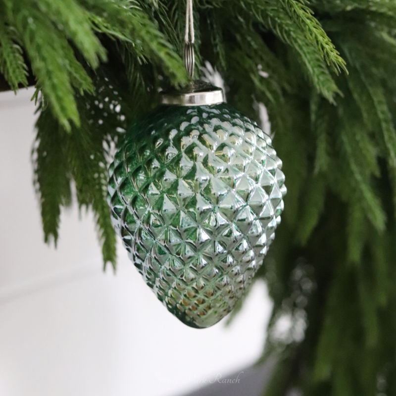 Green Glass Pinecone Ornament