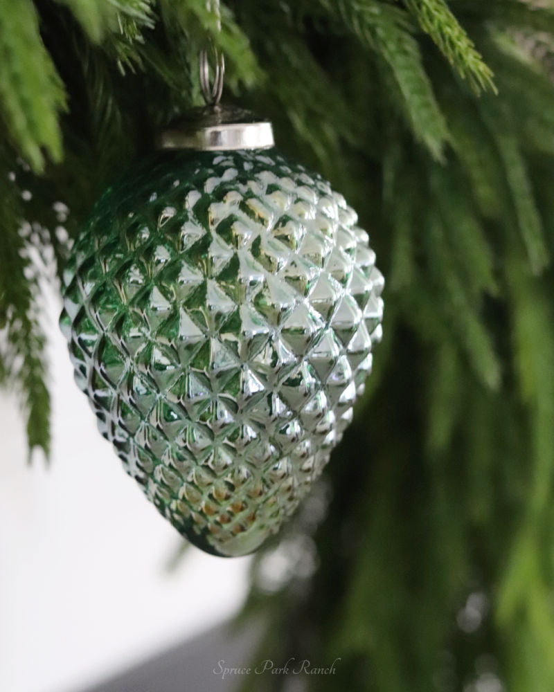Green Glass Pinecone Ornament