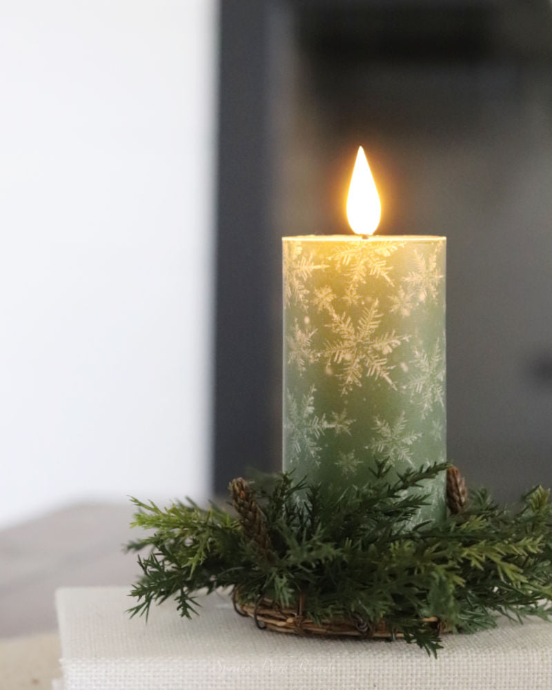 Green Snowflake LED Votive Candle