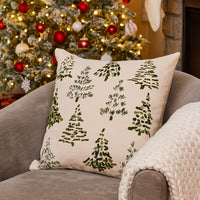 Green Trees Natural Cotton Throw Pillow