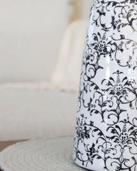 Grey Black Vine Cream Ceramic Vase
