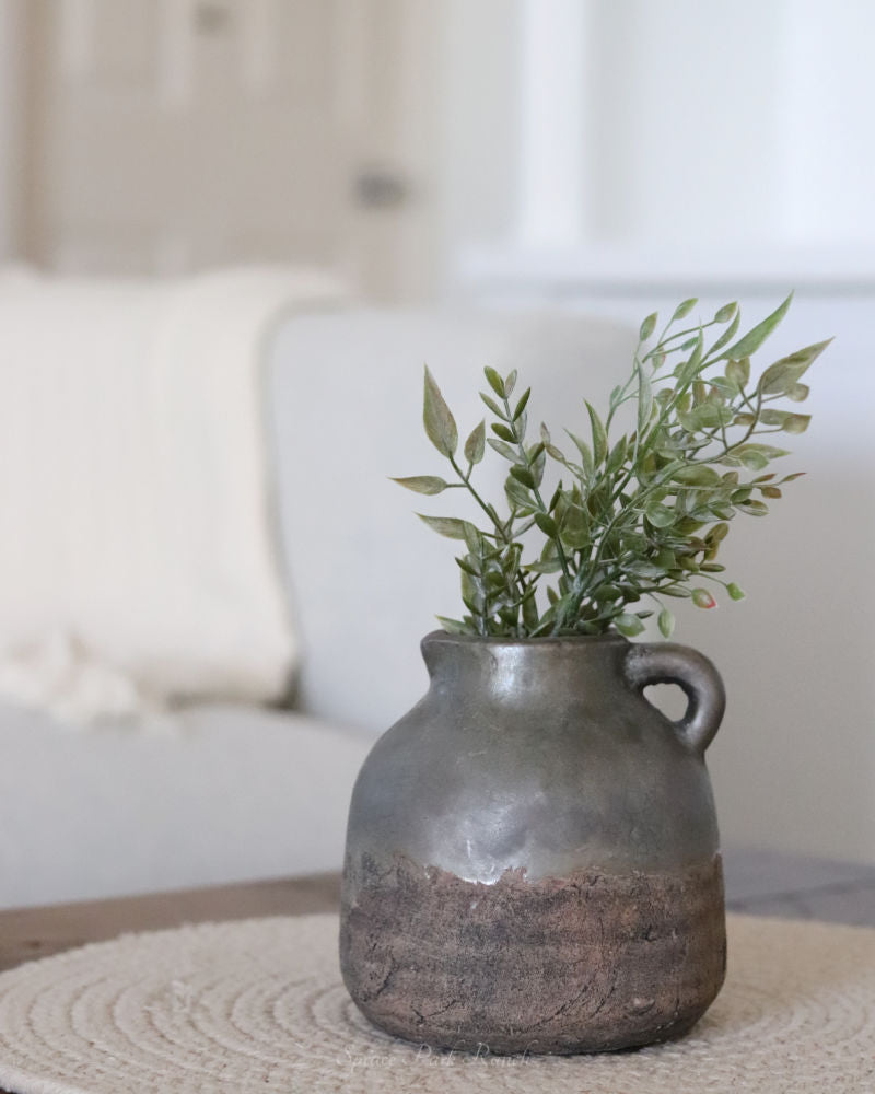 Ceramic Vase With Grey Glazed Top