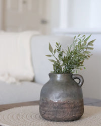 Ceramic Vase With Grey Glazed Top