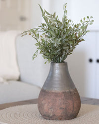 Ceramic Vase With Grey Glazed Top